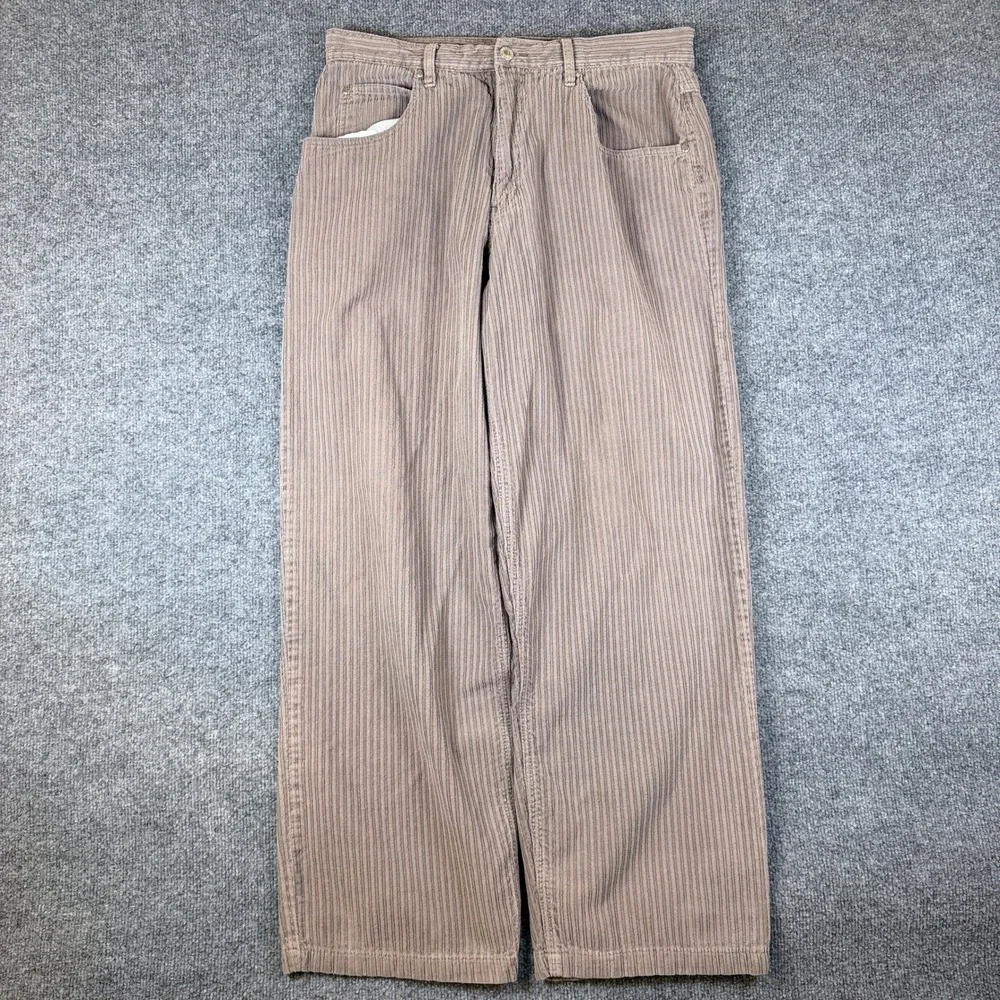 Vintage Anchor Blue Beyond Baggy Corduroy Pants Mens 34x30 Brown Wide Leg Y2K